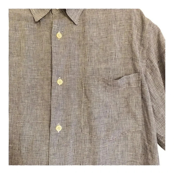 ORVIS Black & White Linen Button Down Mens Shirt Large VGUC - Picture 7 of 13